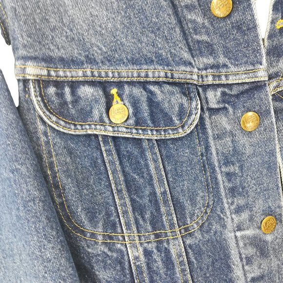 Vintage Lee Denim Trucker Jacket Size 42L Union Made Jean Button Pockets 70s